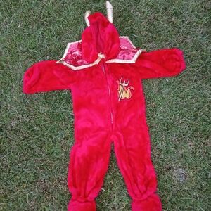 Red Devil Costume with Gold Accents